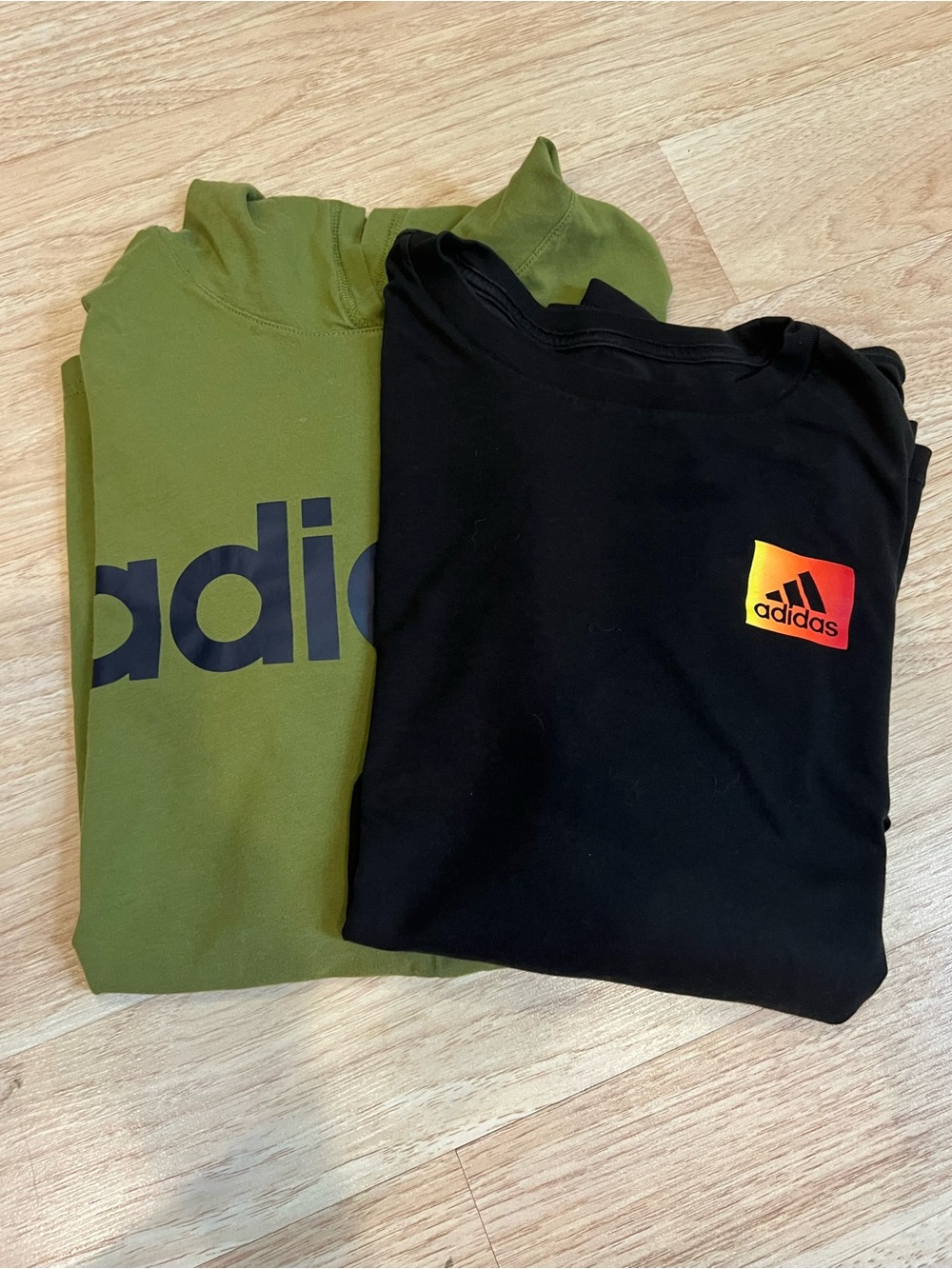 adidas Kids Long Sleeve Tees in Olive Green & Black - set of 2 Boys Large
